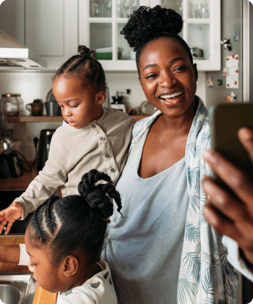 Interracial family in the kitchen