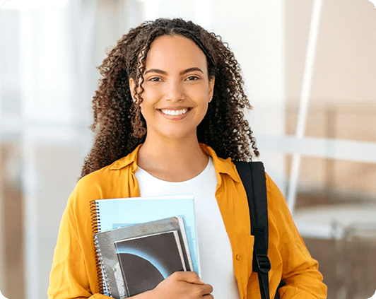 Student carrying her books