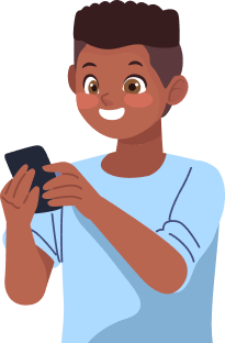 Teen using his phone