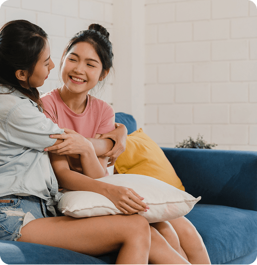 Two teenage girls hanging out